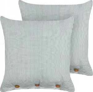 Decorative cushion pair Beliani SEBRINE 45 x 45 cm striped green-white