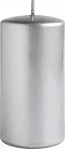 Candle Opal Met Gloss large cylinder 7 x h17.5 cm paraffin silver — No name