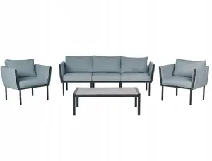 Garden dining set Beliani SKALA for 5 people with table, metal frame, dark gray