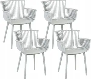 Dining chair set Beliani PESARO 4 pieces light gray upholstered PESARO model