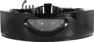 Corner bathtub Beliani TOCOA with LED and hydromassage 138 x 138 cm black