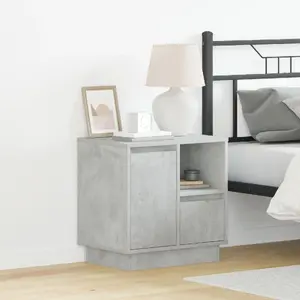 Nightstand VidaXL model 869584, concrete-gray MDF medium storage bedside table