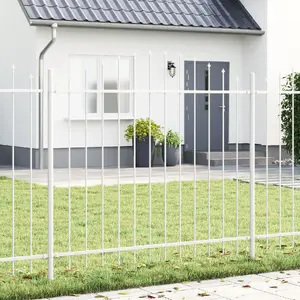 Металлическая секция забора с аркой и шипами, VidaXL 42003919, белая, окрашенная