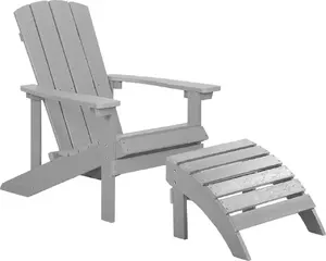 Садовое кресло с подножкой Beliani ADIRONDACK светло-серое