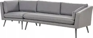 Corner sofa for 3 people left-sided fabric gray Beliani LORETELLO
