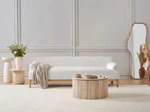 Диван Beliani SOSJO — 3‑местный, ткань boucle, слоновая кость