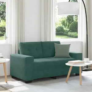 VidaXL divvietīgs dīvāns modelis 4105112, tumši zaļa velūra apdare, platums 120 cm