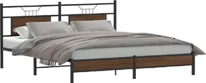 Каркас кровати VidaXL 160x200 см, цвет коричневый дуб, без матраса