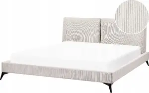 Кровать Beliani MELLE 180 x 200 см из шнурковой (вельветовой) ткани светло-бежевый