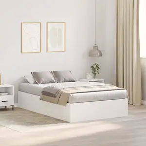 Gultas rāmis ar mantu glabātuvi VidaXL 120x190 cm balts
