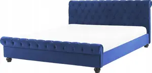 Gulta Beliani AVALLON 180 x 200 cm zila velūra ūdens