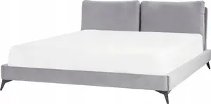 Кровать Beliani MELLE 180 x 200 см, обивка из серого велюра