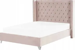 Кровать Beliani LUBBON 160 x 200 см велюровая розовая