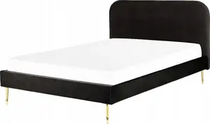 Кровать Beliani FLAYAT 160 x 200 см велюровая черная — спальное место 160x200