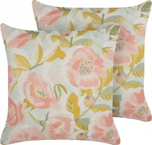 Decorative cushion 45 x 45 cm Beliani ZAHRIYE floral pattern pink and blue