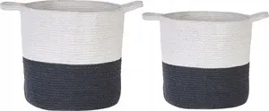 Laundry baskets set Beliani PAZHA — 2 cotton baskets, white with black accents