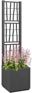 VidaXL tumši pelēks puķu pods ar režģi 36×36×140 cm