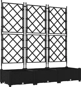 Кашпо с решеткой 3 шт. VidaXL черное 120×40×125,5 см