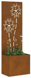 Flower planter VidaXL 50 x 140 cm with decorative rust-coloured panel