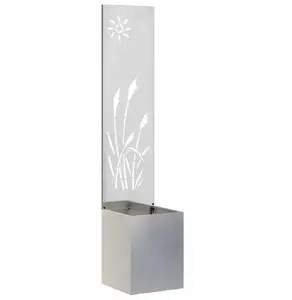Planter with Decorative Panel VidaXL 32 x 140 cm Silver