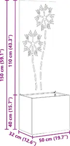 Flower planter VidaXL decorative plate silver 50 x 140 cm