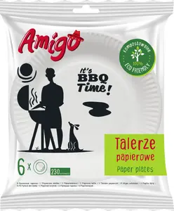 Paper disposable large plates Politan Gosia Amigo 23 cm, pack of 6
