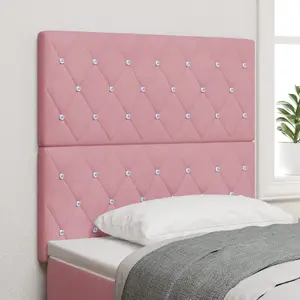 Headboard VidaXL tufted velvet with crystal button, pink, 100 cm / 200 cm