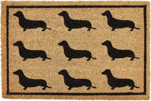 Doormat Beliani 40 x 60 cm coconut fibers with dachshund pattern