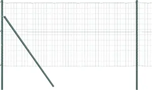 Забор VidaXL Euro с 7 столбами 1,4 x 10 м из оцинкованной стали зелёный
