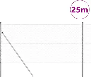 Žogs VidaXL heksagonāls 1,4 x 25 m cinkota tērauda, 13 stabi 32 mm 190 cm cinkota tērauda