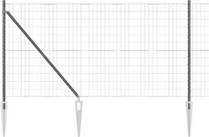 Секционный забор VidaXL Euro с 7 столбами и шипами, оцинкованная сталь, 1,2 x 10 м, серый