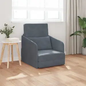 Диван-кровать VidaXL 2-в-1 тёмно-серый велюр 65×80×83 см