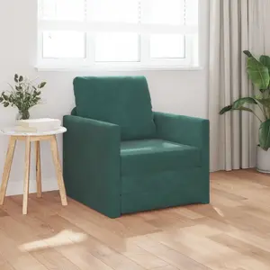 Диван-кровать VidaXL 2-в-1 тёмно-зелёный велюр 74×77×81 см