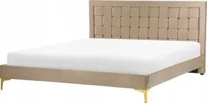 Кровать Beliani LIMOUX 160 x 200 см велюровая бежево‑серая