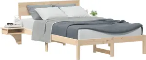 Каркас кровати с тумбочками VidaXL 140 x 190 см Коричневый