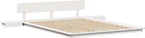 Рама кровати на полу с прикроватными тумбами VidaXL 140x200 см Белая Масив дерева
