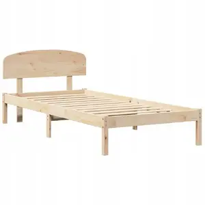 Gultas rāmis ar galvgali VidaXL 100x200 cm no cietas priežu koksnes