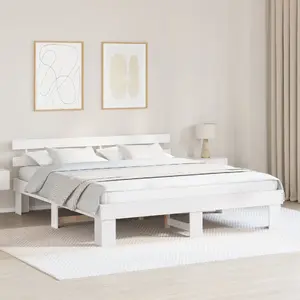 Каркас кровати с изголовьем VidaXL 180x200 см Белая Массив сосны