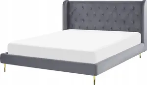 Кровать Beliani FORBACH 160 x 200 см, серый велюр