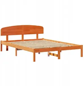 Каркас кровати с изголовьем VidaXL 160x200 см коричневый сосна