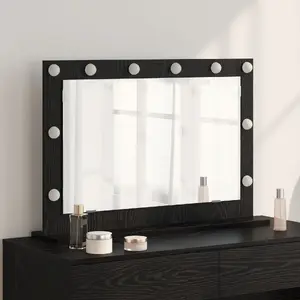 Kosmētikas spogulis VidaXL modelis 868294, rāmis no melnā ozola, 80 x 55 x 18 cm