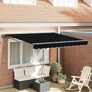 Retractable Awning VidaXL 300x250 cm Black Polyester