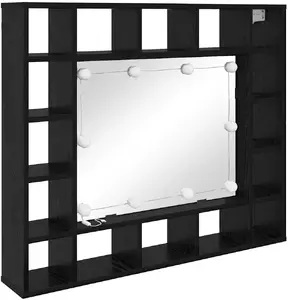 Зеркальный шкаф VidaXL 91 x 15 x 76.5 см Черный дуб с LED-подсветкой