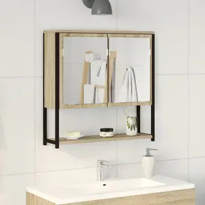 Vannas istabas skapītis ar spoguli VidaXL modelis 864340, ozola sonoma tonis, 60 x 16 x 60 cm