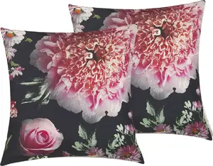 Decorative Cushion Set Beliani HEDERA, 2 pieces, floral pattern, 45 x 45 cm, multicolour
