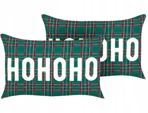 Decorative cushion set Beliani JOYCANDY 30 x 50 cm, green holiday pattern, pack of 2