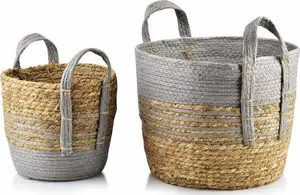 Affek Design BALI KOMPLET 2 wicker baskets, seagrass, sizes 33×33×H26 cm and 24×24×H21 cm