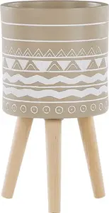 Горшок на подставке Beliani MILINA 30 x 30 x 31 см бежевый