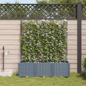 Flower Pots VidaXL set of 3 with self-watering system, light gray
