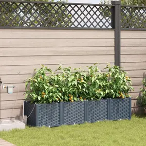 Flower pots VidaXL set of 4 with self-watering system light gray